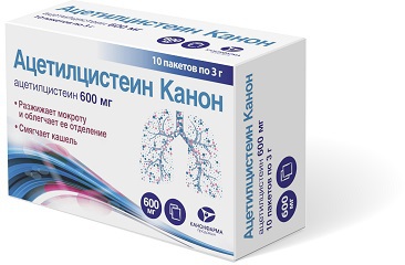 Ацетилцистеин Канон гран д/р-ра д/внут пр 600мг 3г N10 пак ПК